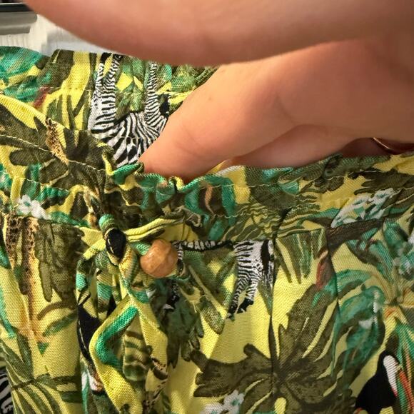 Jane + Delancey safari jungle animal palm print pull on trouser lounge pants Lg - Picture 4 of 9